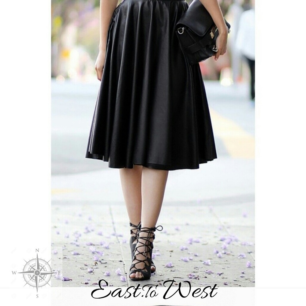 Faux Leather Midi Skirt